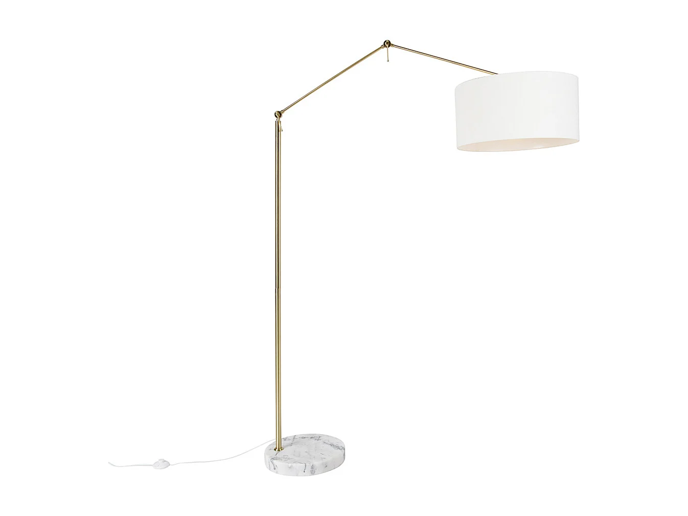 Lampadaire moderne doré avec abat-jour blanc 50 cm orientable - Editeur