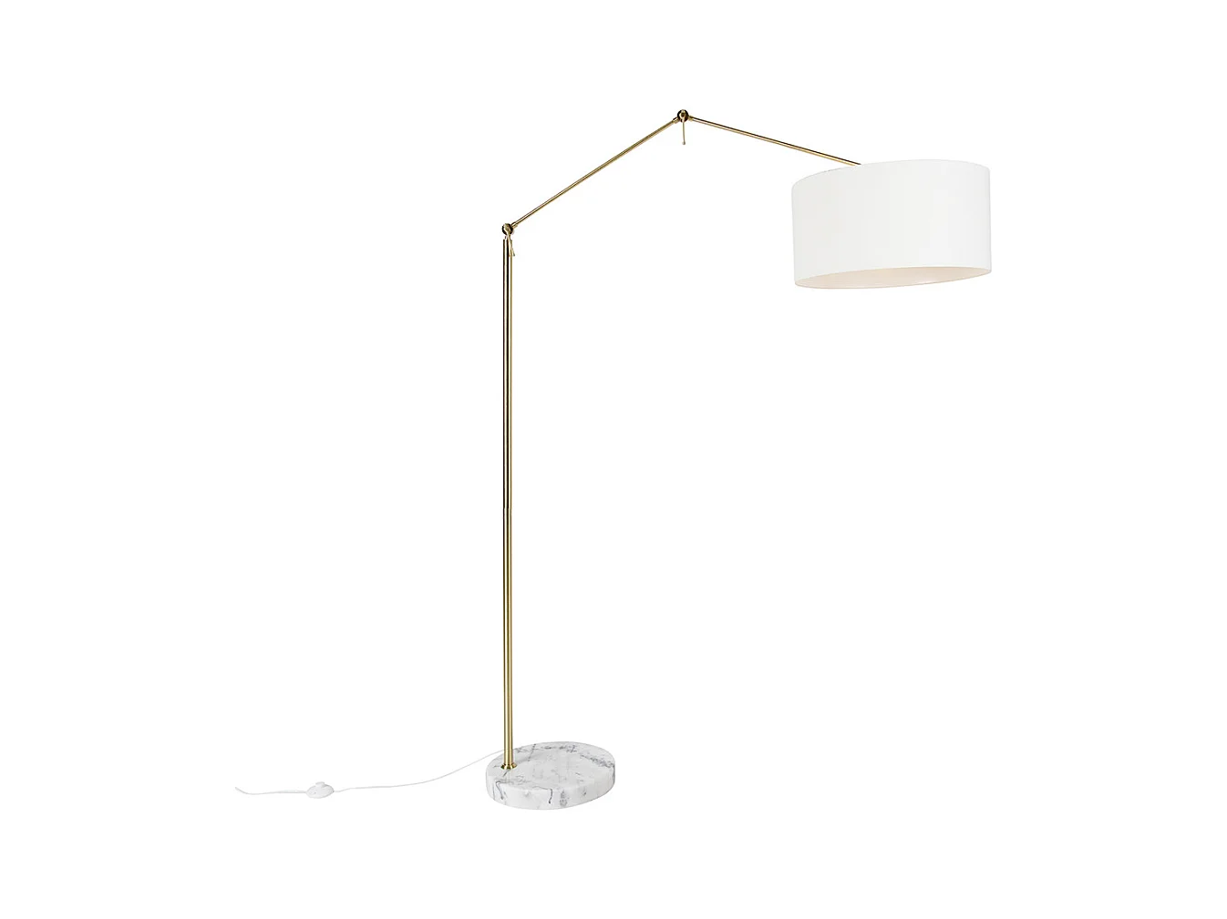 Lampadaire moderne doré avec abat-jour blanc 50 cm orientable - Editeur