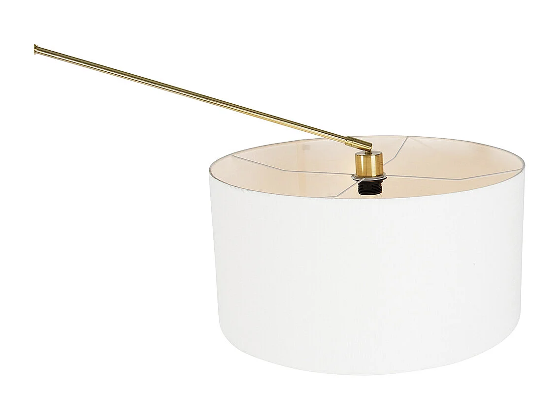 Lampadaire moderne doré avec abat-jour blanc 50 cm réglable - Editor