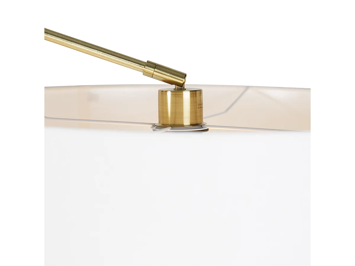 Lampadaire moderne doré avec abat-jour blanc 50 cm réglable - Editor