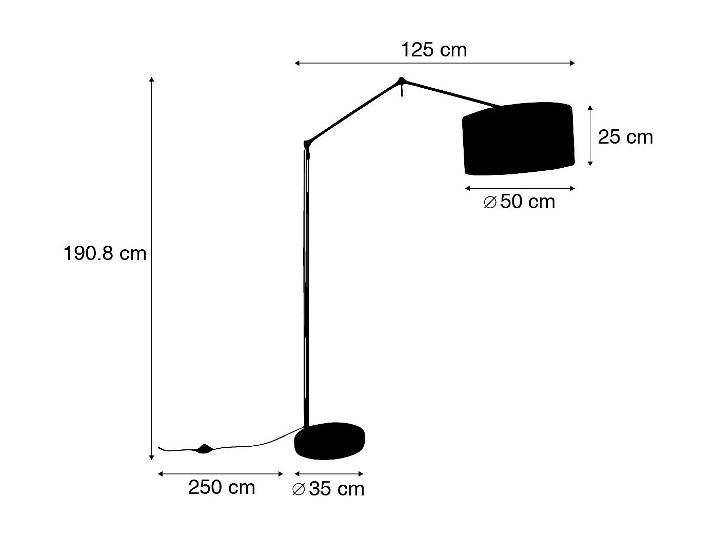 Lampadaire moderne doré avec abat-jour blanc 50 cm réglable - Editor