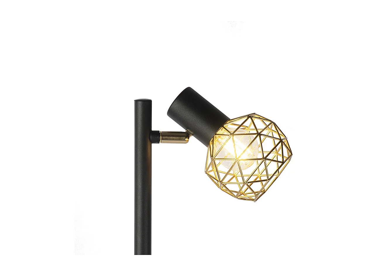 Lampadaire design noir avec or 3 lumières orientable - Mesh