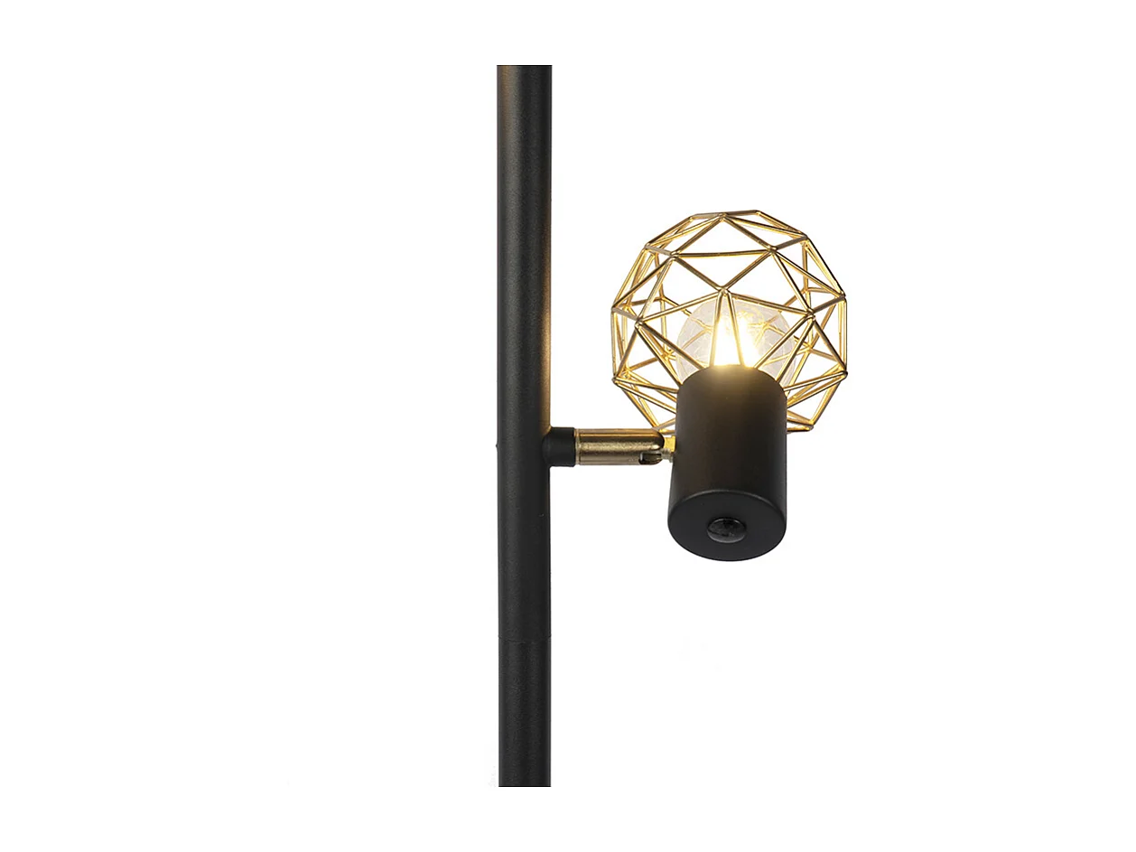 Lampadaire design noir avec or 3 lumières orientable - Mesh