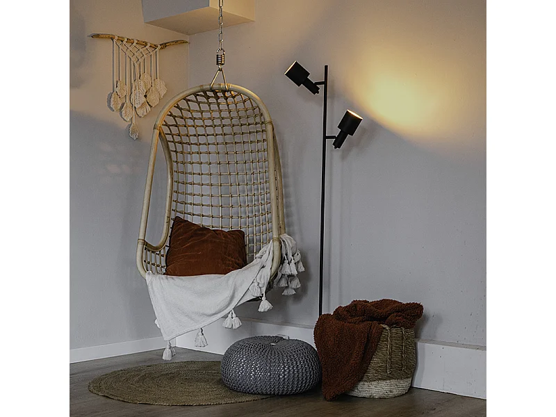 Lampadaire moderne noir 2 lumières - Stijn