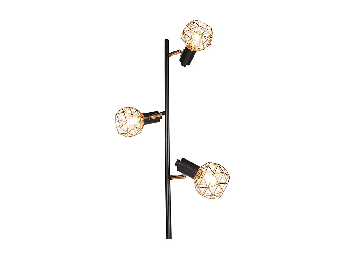 Lampadaire noir avec cuivre 3 lumières - Mesh