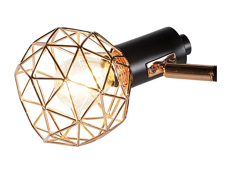 Lampadaire noir avec cuivre 3 lumières - Mesh