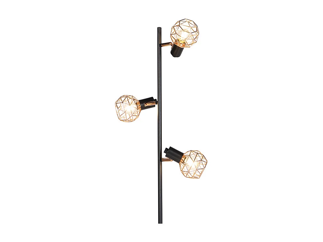 Lampadaire noir avec cuivre 3 lumières - Mesh