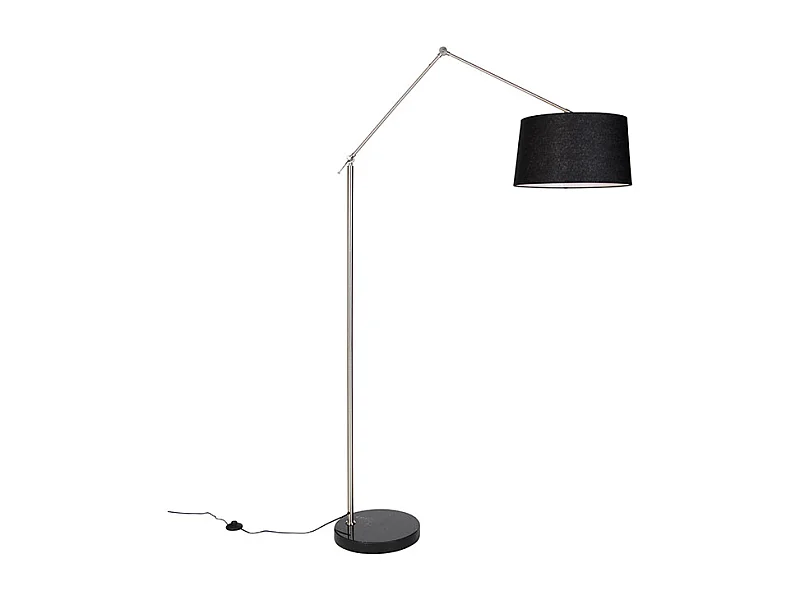Lampadaire moderne acier abat-jour lin noir 45 cm - Editeur