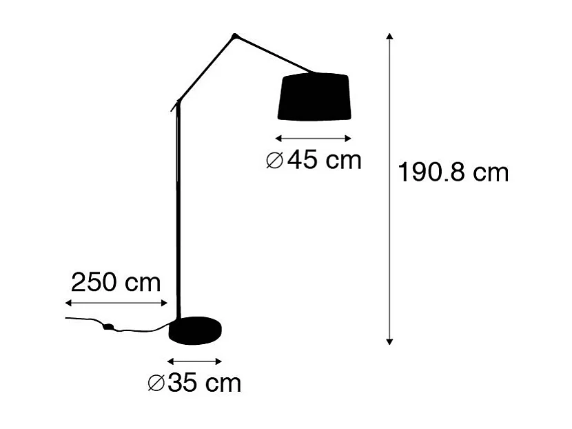 Lampadaire moderne en acier avec abat-jour en lin noir 45 cm - Editor