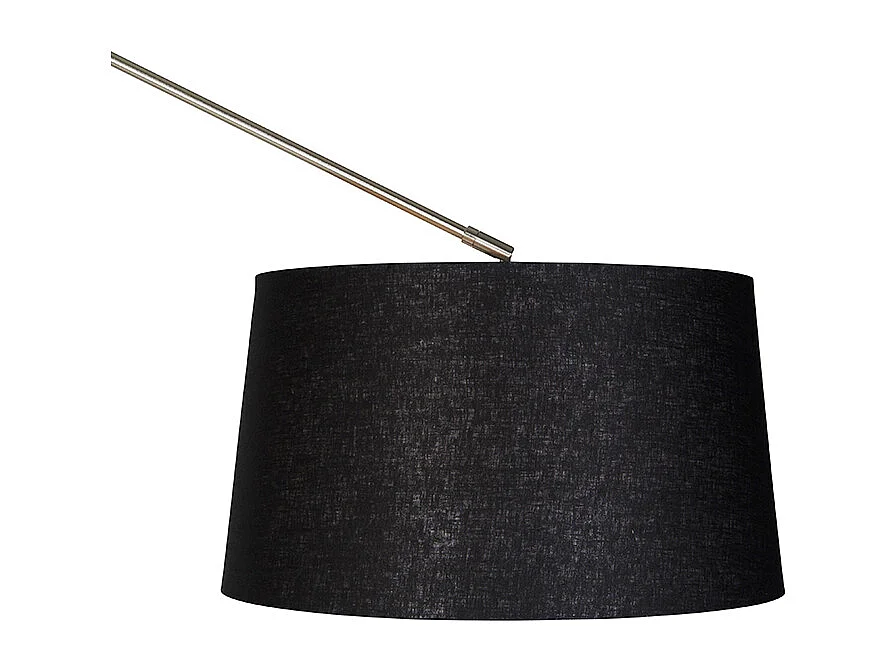 Lampadaire moderne en acier avec abat-jour en lin noir 45 cm - Editor