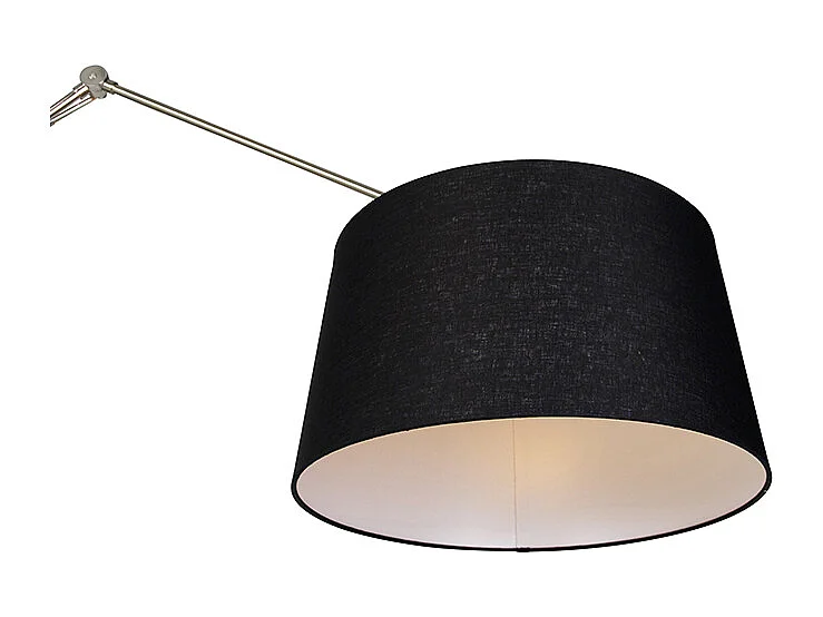 Lampadaire moderne en acier avec abat-jour en lin noir 45 cm - Editor