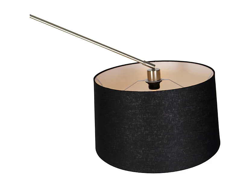 Lampadaire moderne en acier avec abat-jour en lin noir 45 cm - Editor