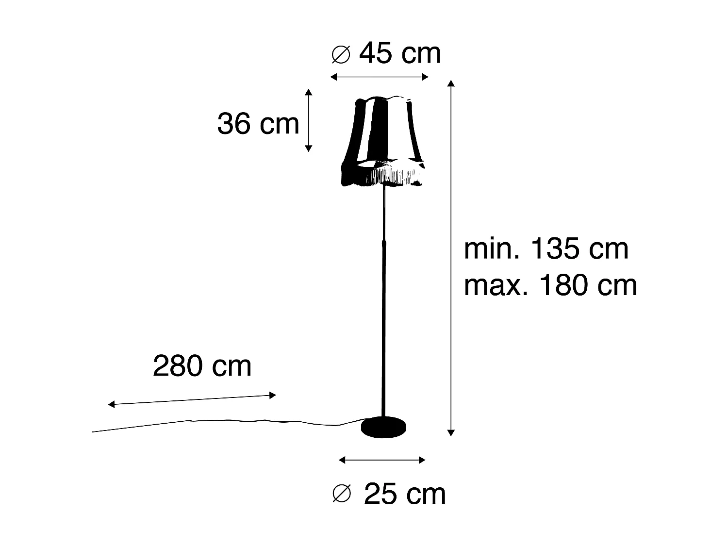 Lampadaire bronze avec abat-jour Granny crème 45 cm réglable - Parte