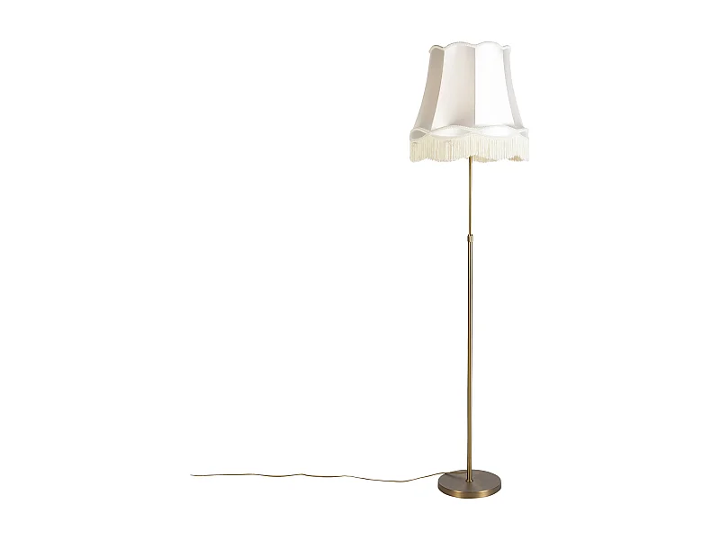 Lampadaire bronze avec abat-jour Granny crème 45 cm réglable - Parte