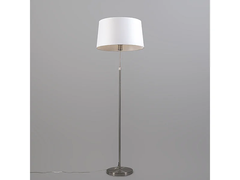 Lampadaire acier avec abat-jour blanc réglable 45 cm - Parte