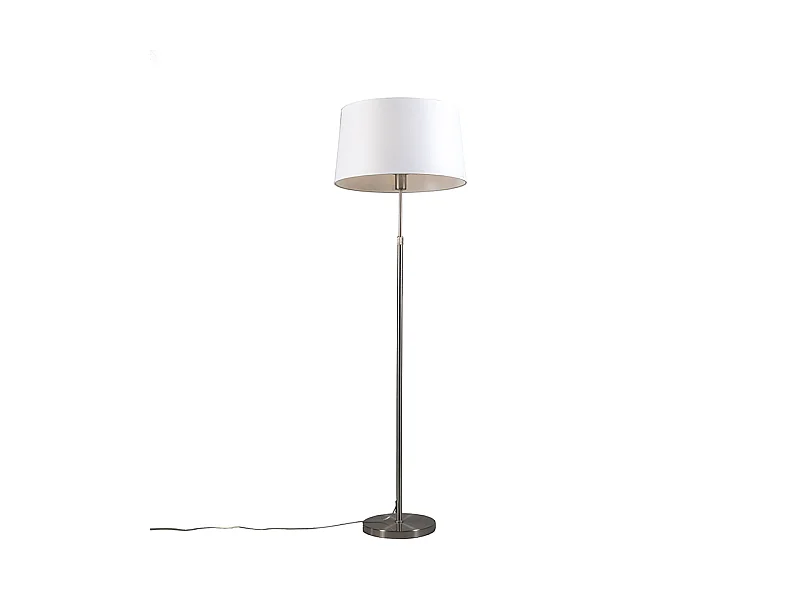 Lampadaire acier avec abat-jour blanc réglable 45 cm - Parte