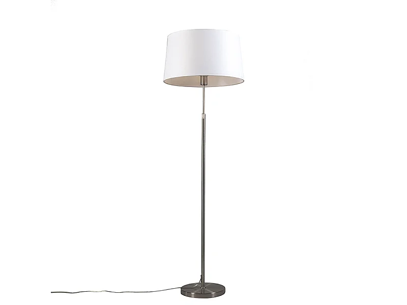Lampadaire en acier avec abat-jour blanc 45 cm réglable - Parte