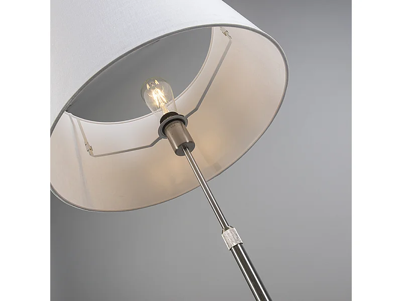 Lampadaire en acier avec abat-jour blanc 45 cm réglable - Parte