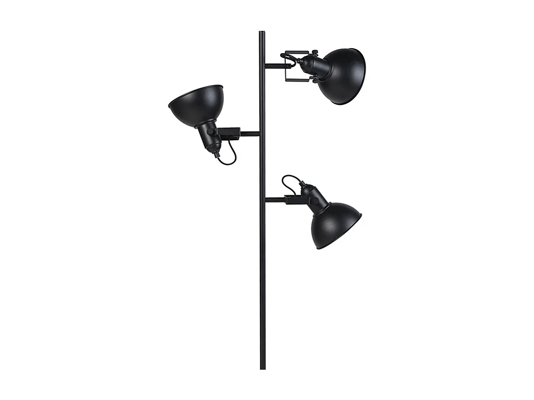 Lampadaire industriel noir à 3 lumières dorées - Tommy