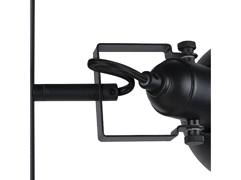 Lampadaire industriel noir à 3 lumières dorées - Tommy