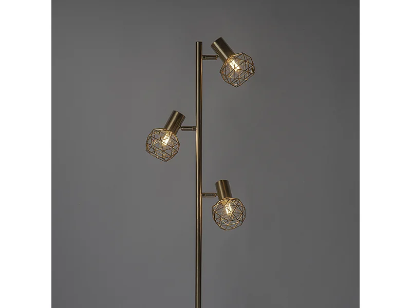 Lampadaire design or 3 lumières orientable - Mesh