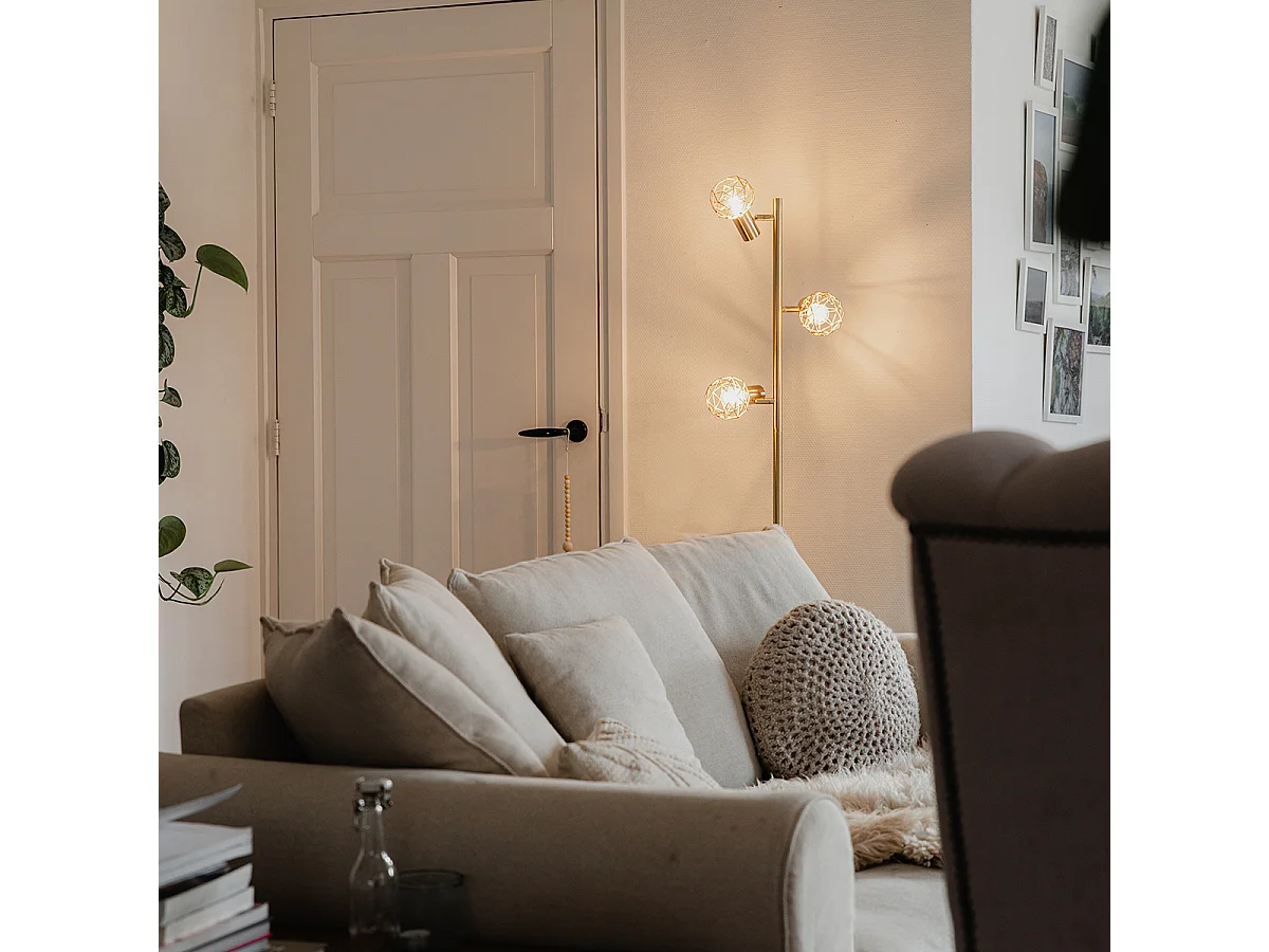Lampadaire design doré 3 lumières orientables - Mesh