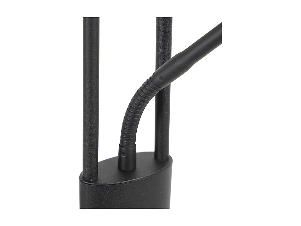 Lampadaire moderne noir avec LED et bras de lecture - Divine