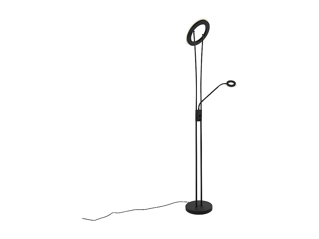 Lampadaire moderne noir avec LED et bras de lecture - Divine