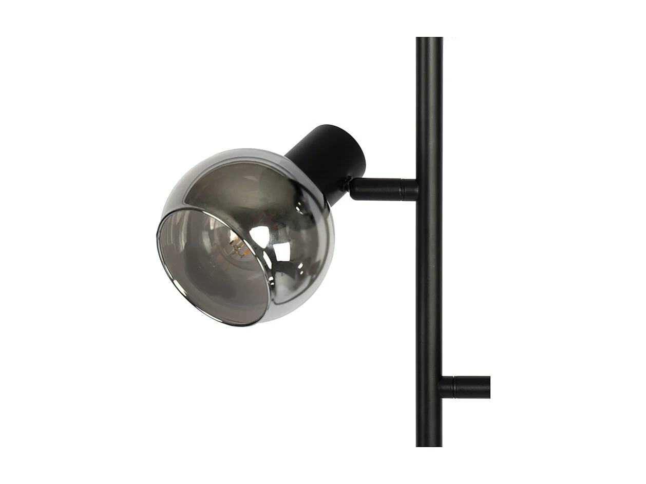 Lampadaire Art Déco noir 3 lumières avec verre fumé - Vidro