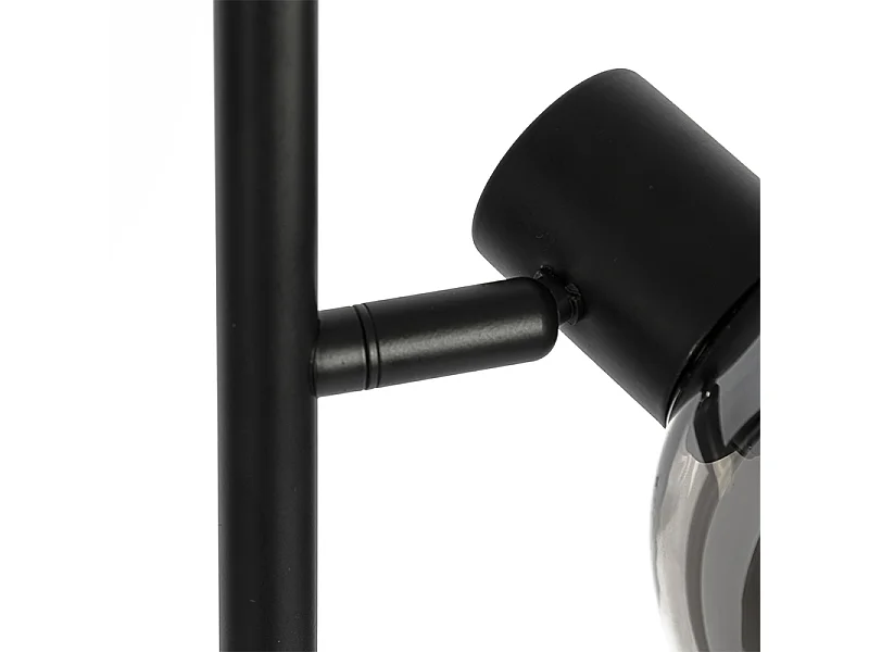 Lampadaire Art Déco noir 3 lumières avec verre fumé - Vidro