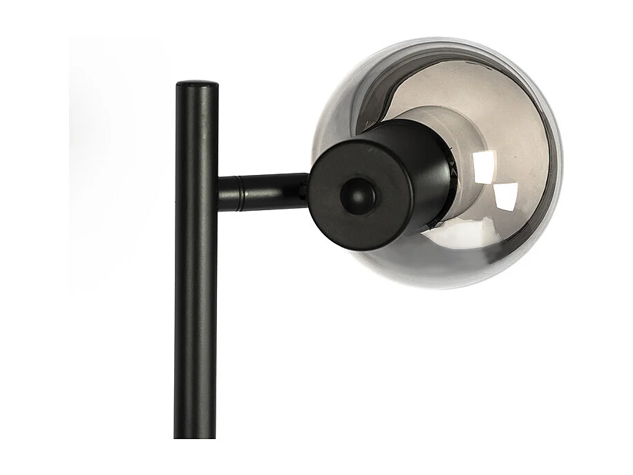 Lampadaire Art Déco noir 3 lumières avec verre fumé - Vidro