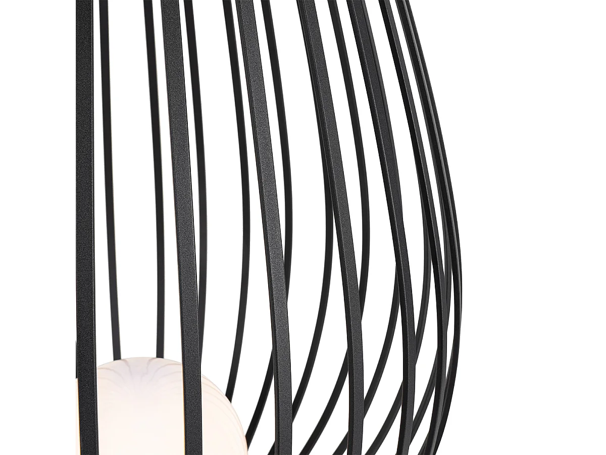 Lampadaire design noir avec opale 110 cm IP44 - Angela