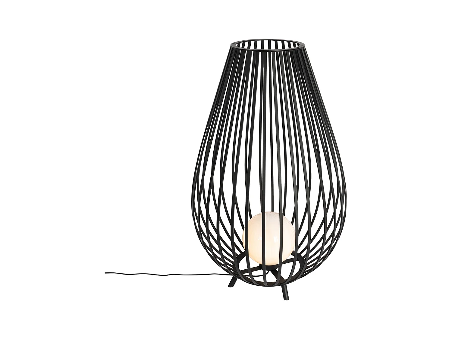 Lampadaire design noir avec opale 110 cm IP44 - Angela
