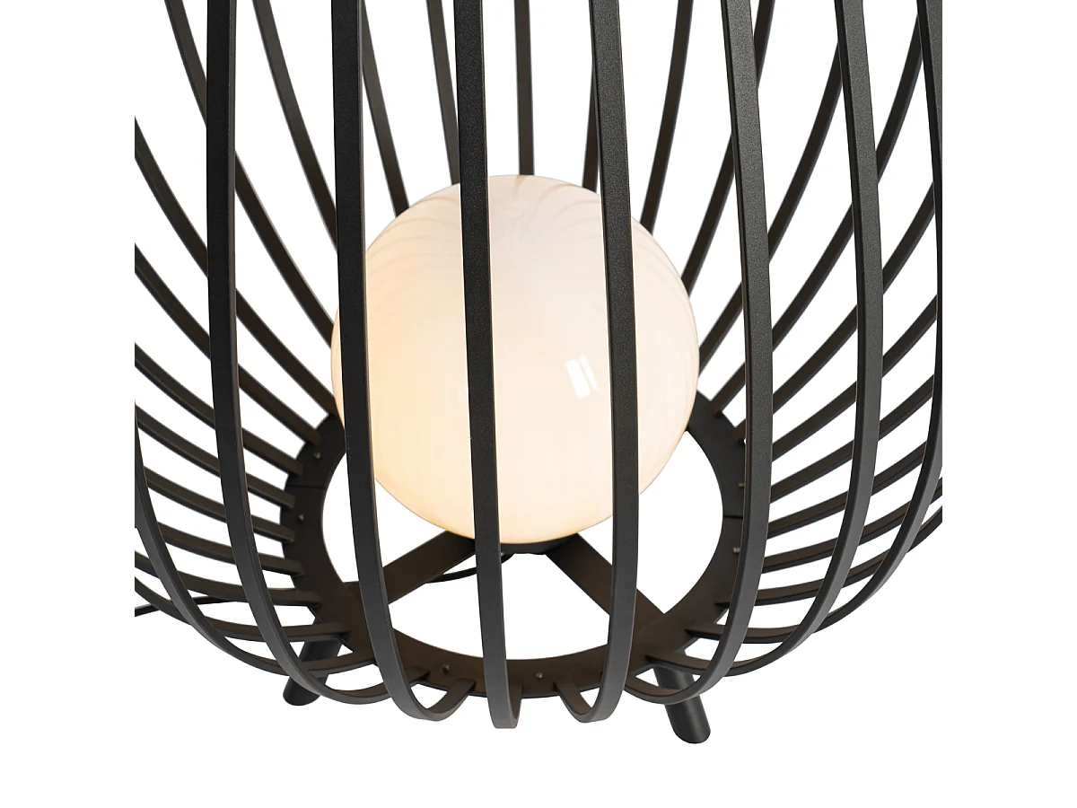 Lampadaire design noir avec opale 110 cm - Angela