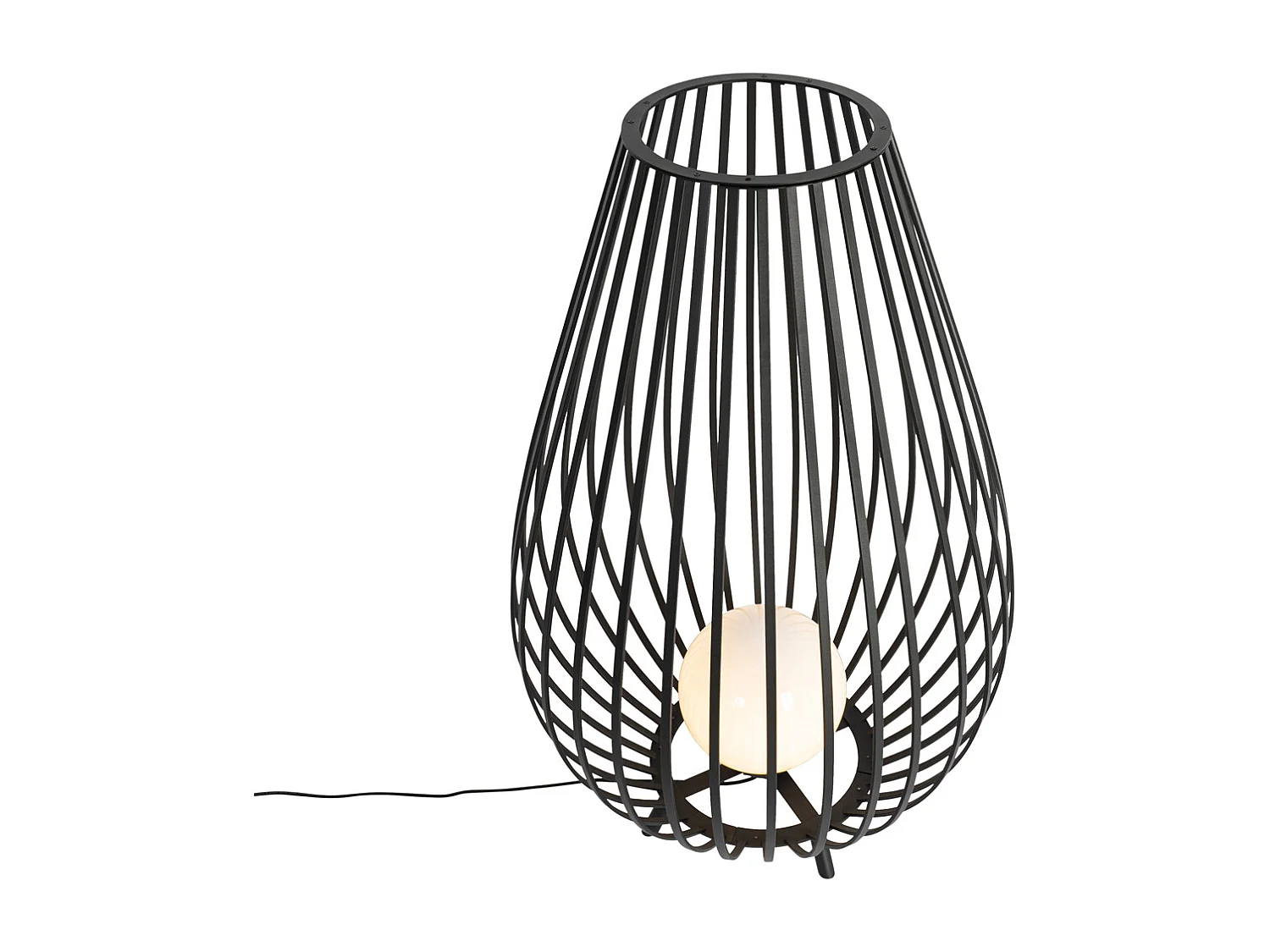 Lampadaire design noir avec opale 110 cm - Angela