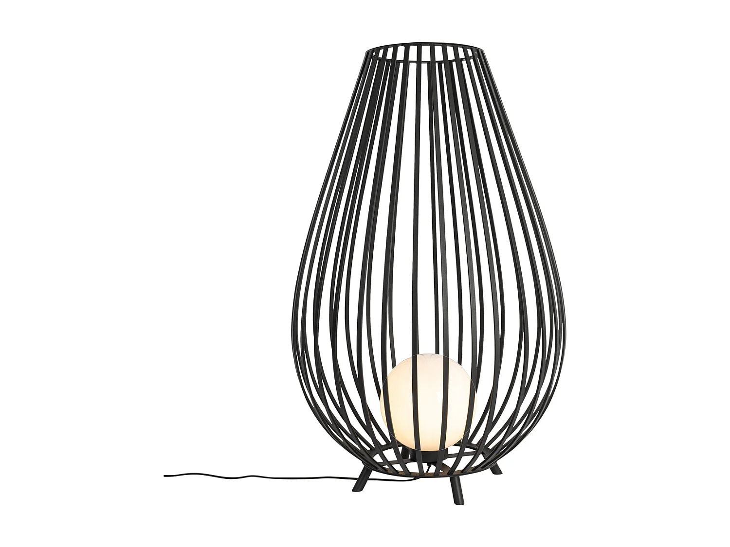 Lampadaire design noir avec opale 110 cm - Angela