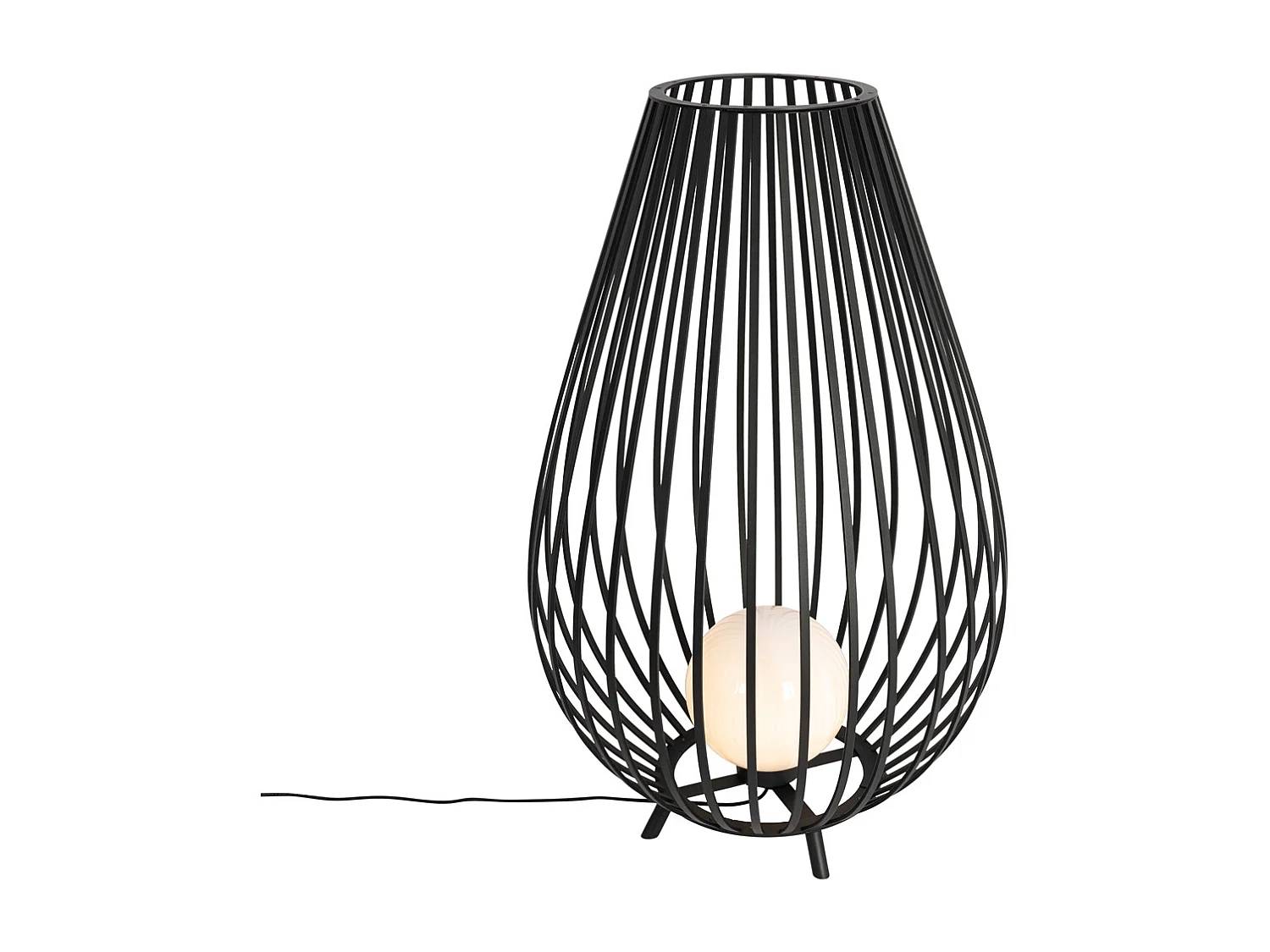 Lampadaire design noir avec opale 110 cm - Angela