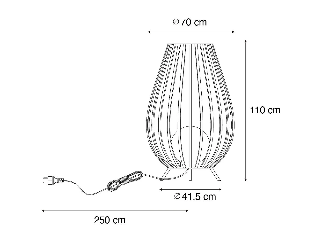 Lampadaire design noir avec opale 110 cm - Angela