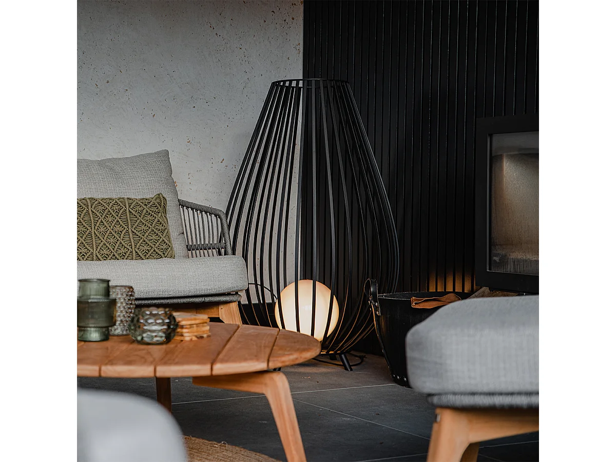 Lampadaire design noir avec opale 110 cm - Angela