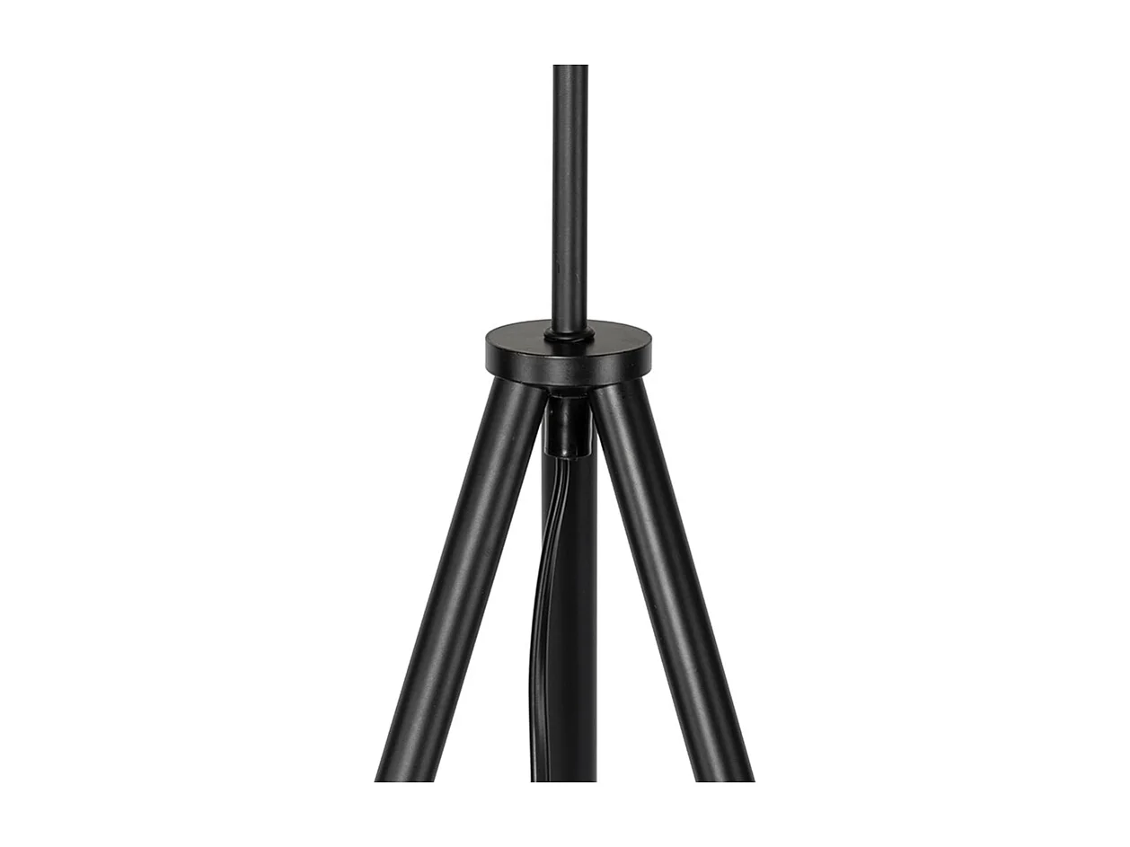 Lampadaire rustique trépied noir avec abat-jour en rotin - Kata