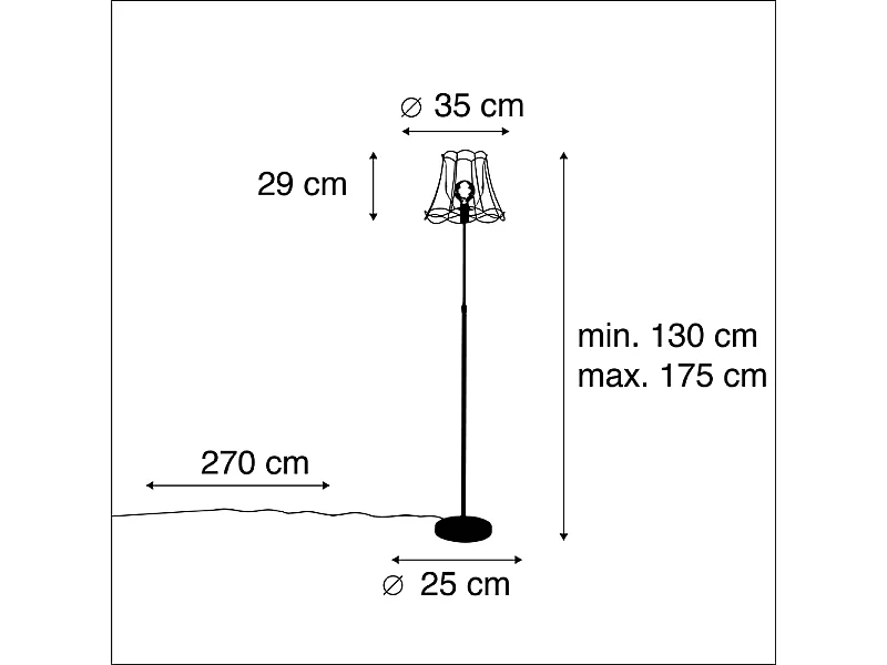 Lampadaire noir avec cadre Granny 35 cm réglable - Parte