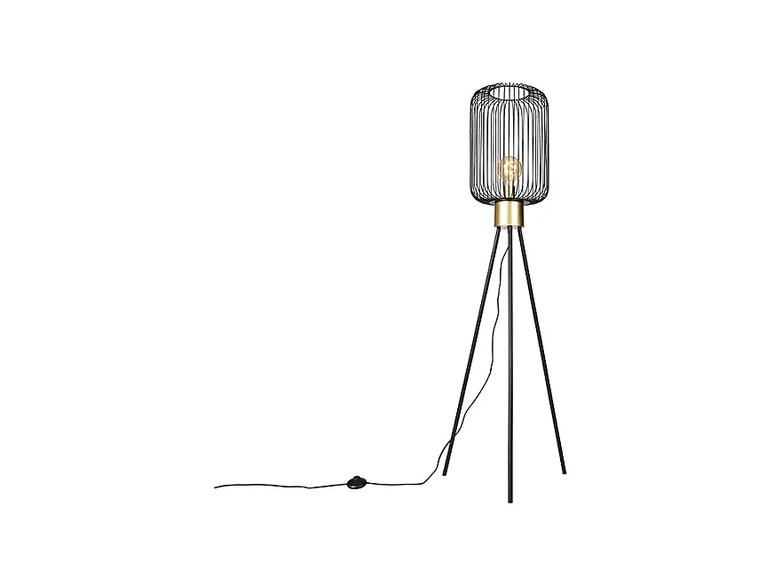 Lampadaire design noir doré - Mayelle