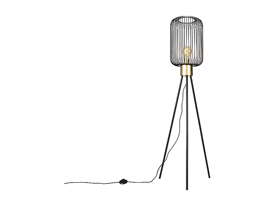 Lampadaire design noir avec or - Mayelle