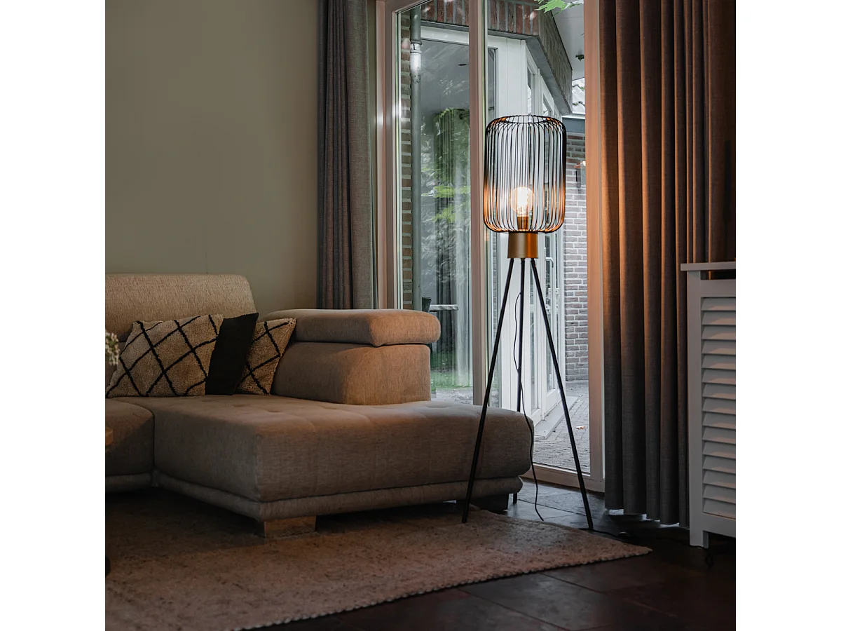 Lampadaire design noir avec or - Mayelle