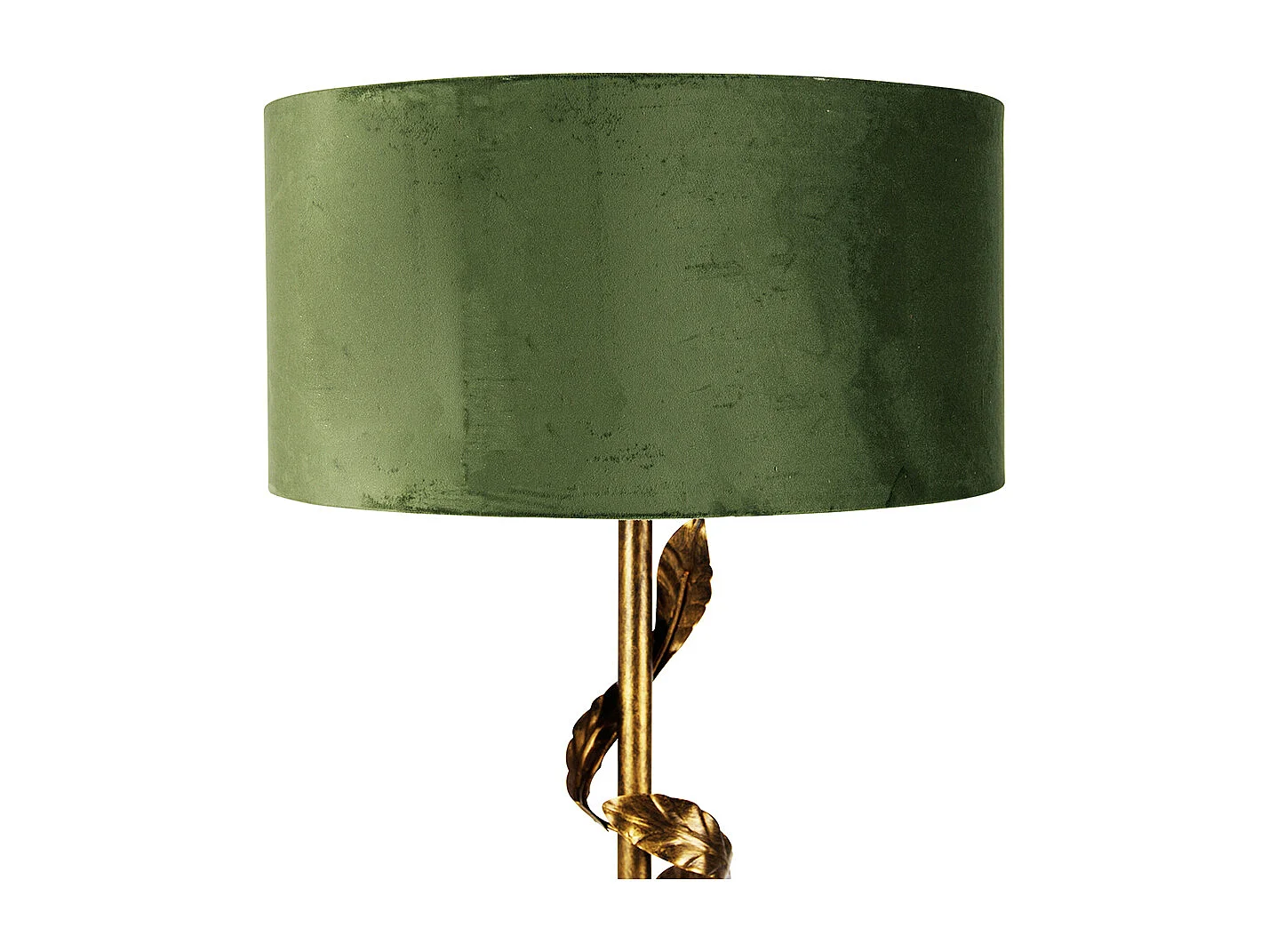 Lampadaire vintage or antique avec abat-jour vert - Linden