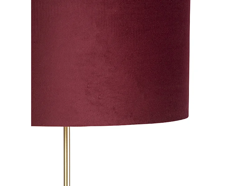 Lampadaire or/laiton avec abat-jour en velours rouge 40/40 cm - Parte