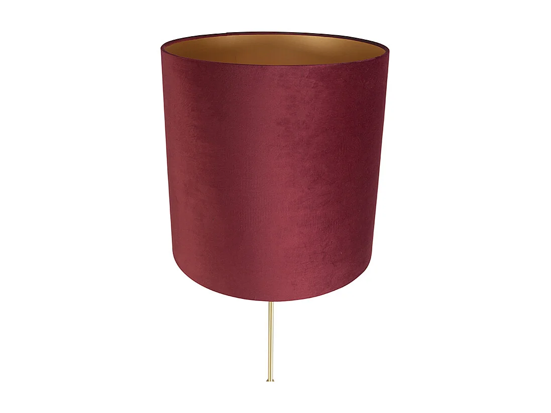 Lampadaire or/laiton avec abat-jour en velours rouge 40/40 cm - Parte
