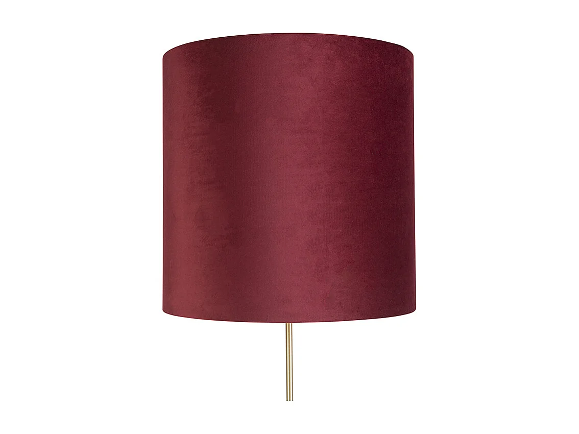 Lampadaire or/laiton avec abat-jour en velours rouge 40/40 cm - Parte