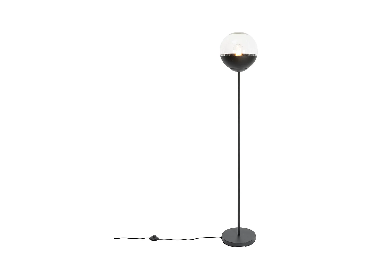 Lampadaire rétro noir avec verre clair - Eclipse