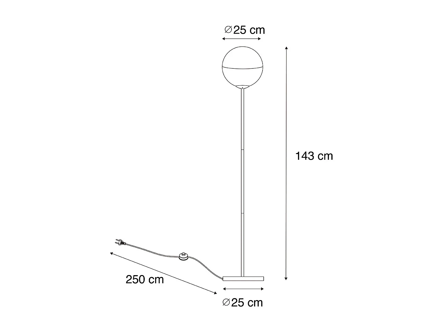 Lampadaire rétro noir avec verre clair - Eclipse